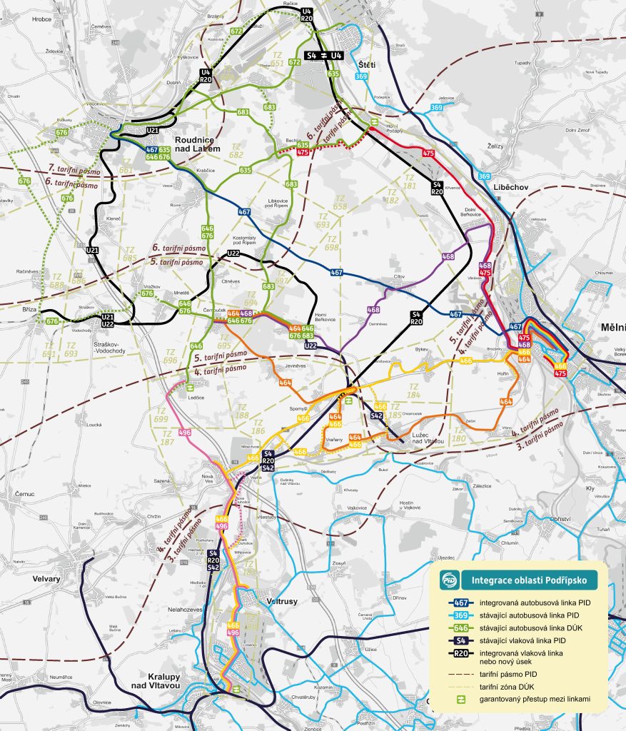 Mapa linkového vedení v oblasti