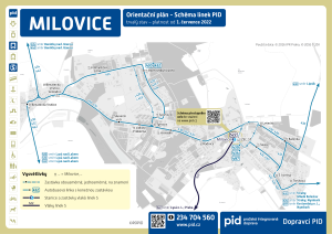 Milovice – linky PID (mapa)