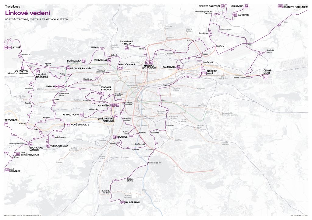 Map of planned trolleybus network development